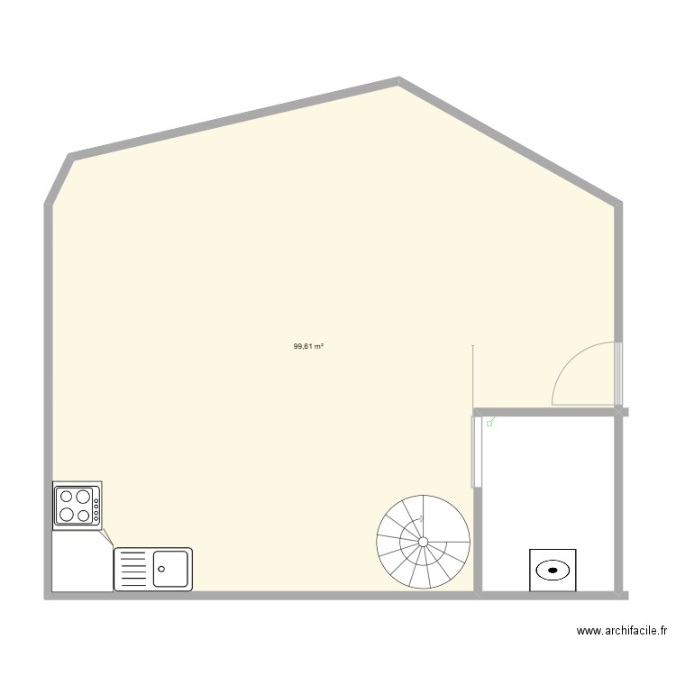 maison ver. Plan de 1 pièce et 100 m2