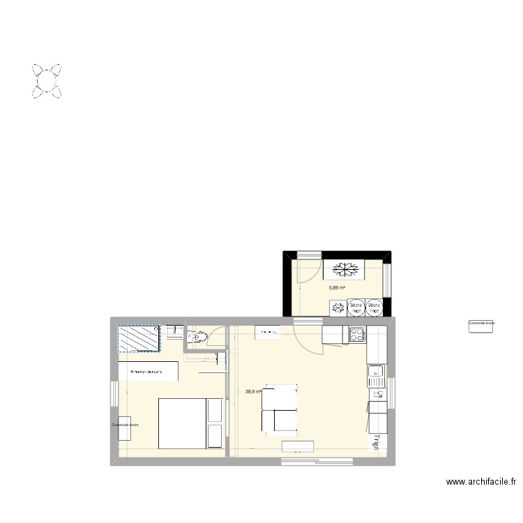 garage version 3. Plan de 3 pièces et 38 m2