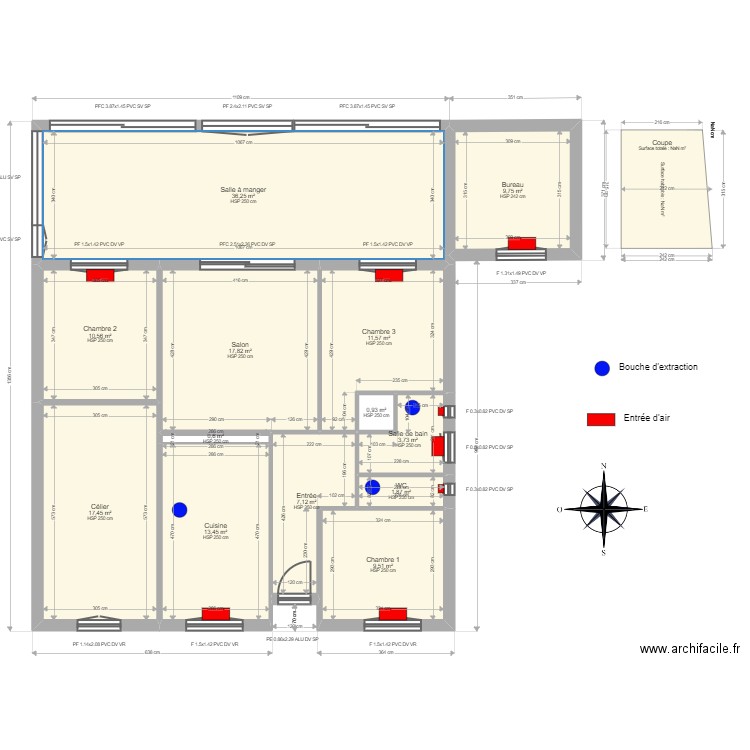 ML24014265. Plan de 16 pièces et 240 m2