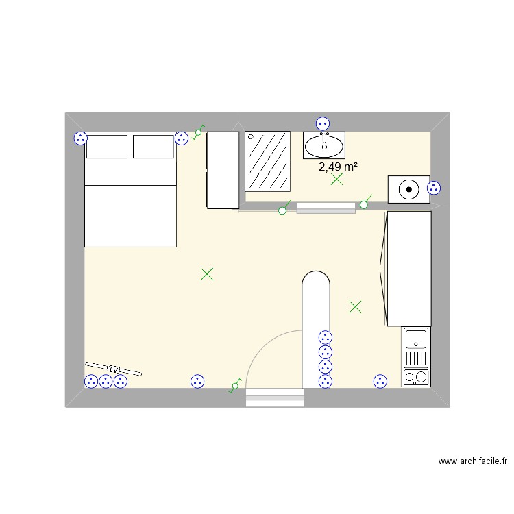 zengftuinjsdgez. Plan de 2 pièces et 16 m2