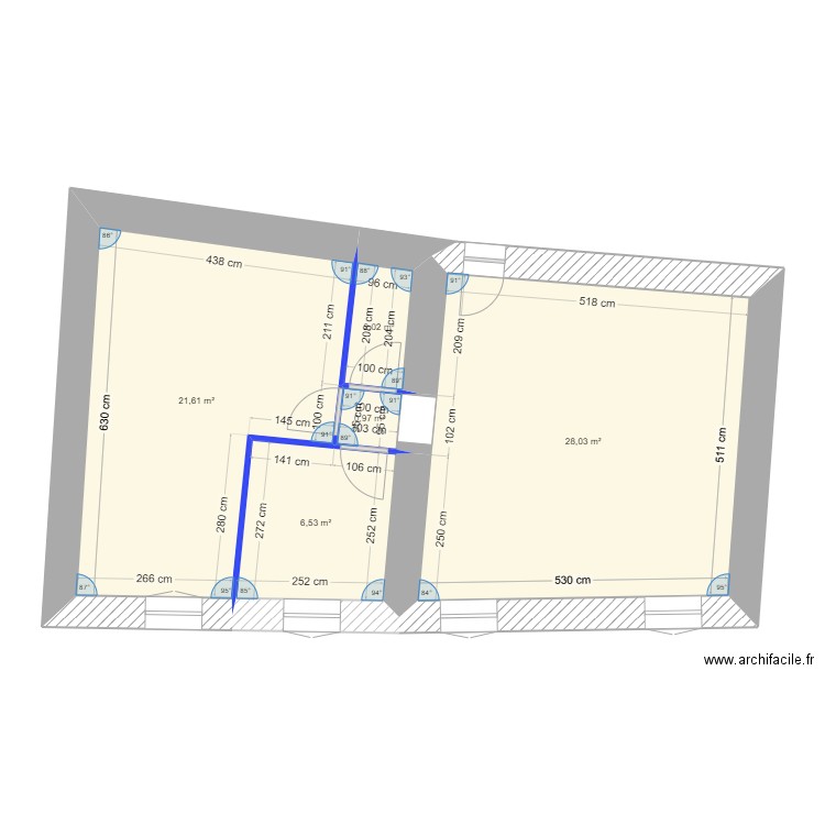 Apt 3 CONTI placo. Plan de 5 pièces et 59 m2