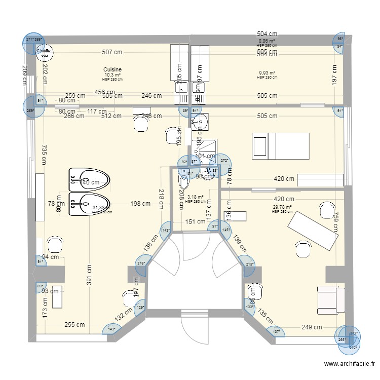 salon. Plan de 6 pièces et 85 m2