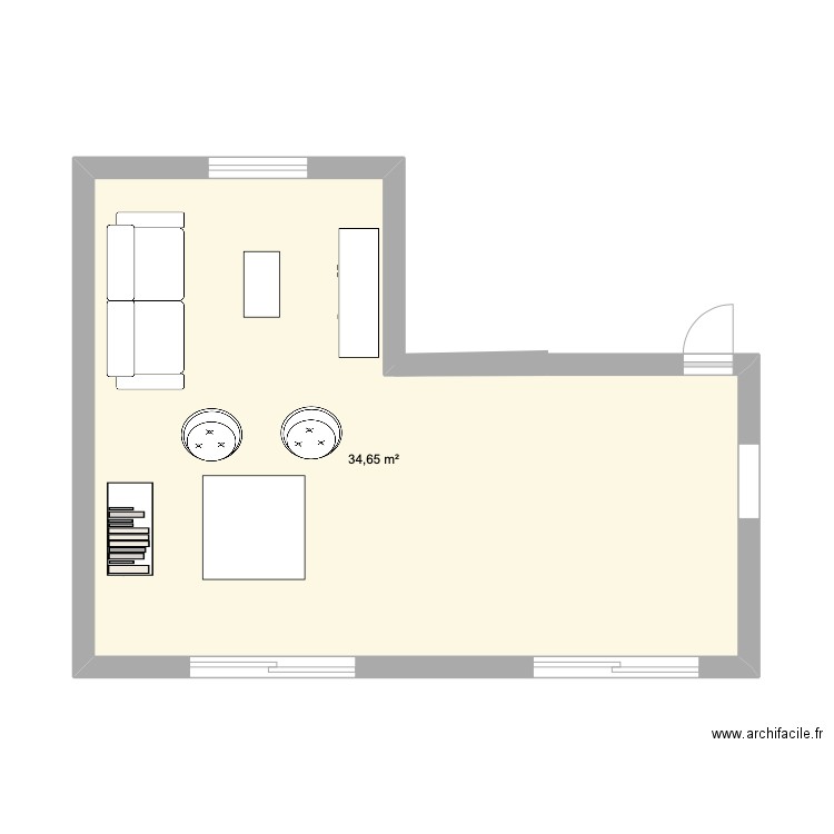 casa1. Plan de 1 pièce et 35 m2