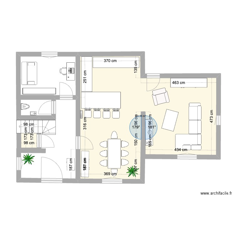 Plan maison. Plan de 2 pièces et 50 m2