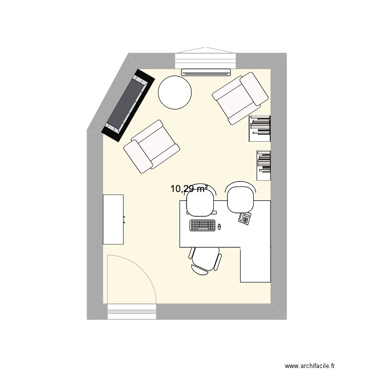 bureau FL. Plan de 1 pièce et 10 m2