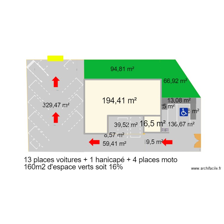 Projet cabinet kiné PRESENTATION V3 RESPECTANT 5M. Plan de 2 pièces et 211 m2