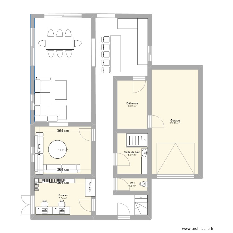 nabs. Plan de 6 pièces et 53 m2