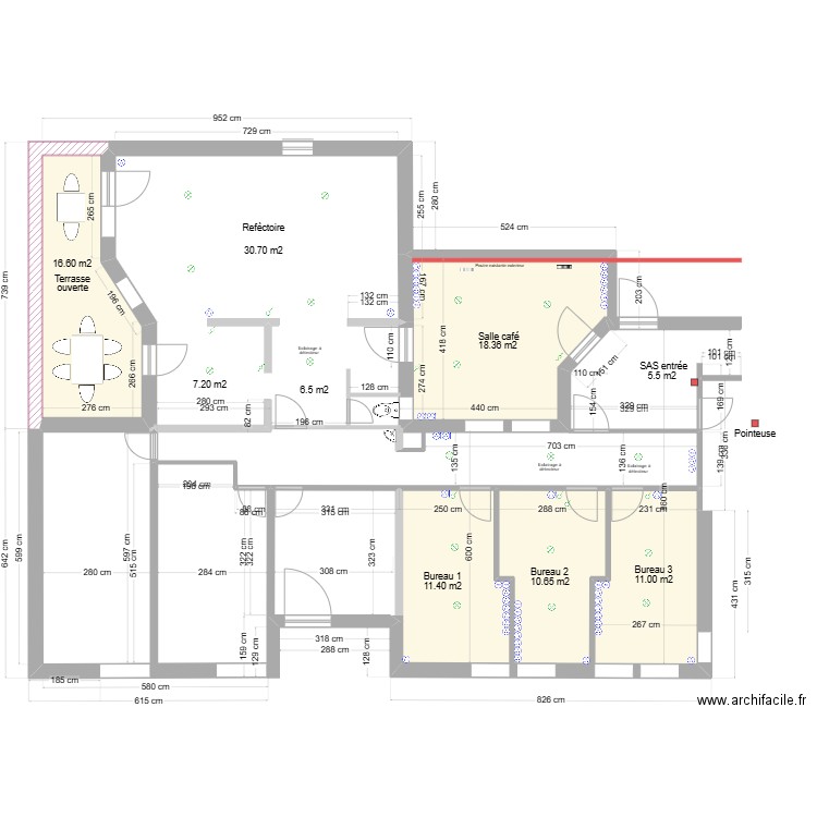 ST Cuisine  électricité. Plan de 3 pièces et 65 m2