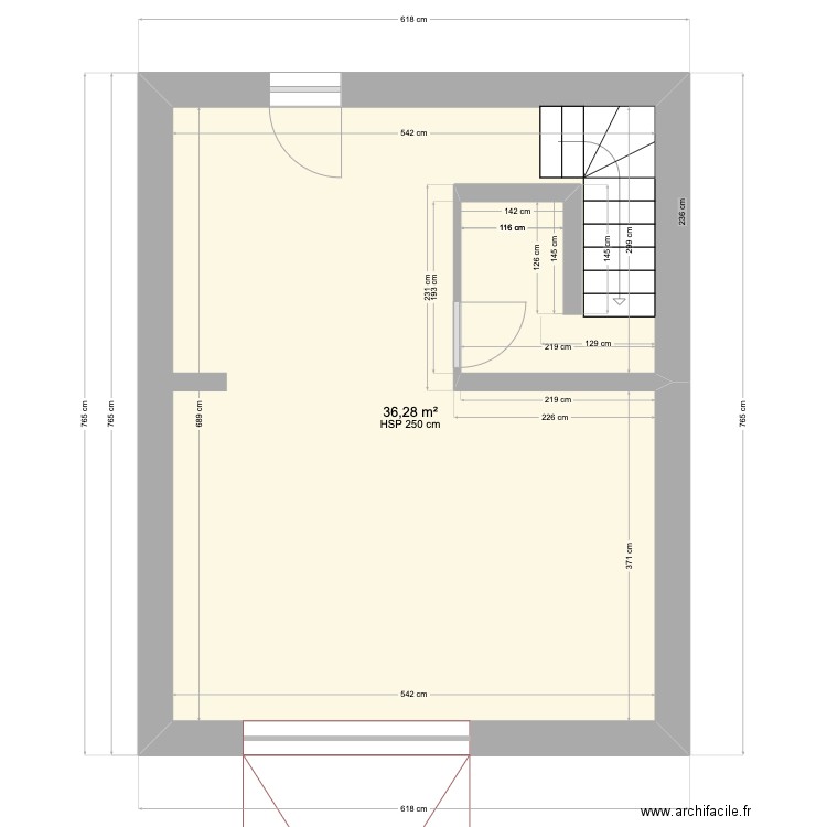 Villemomble. Plan de 1 pièce et 36 m2