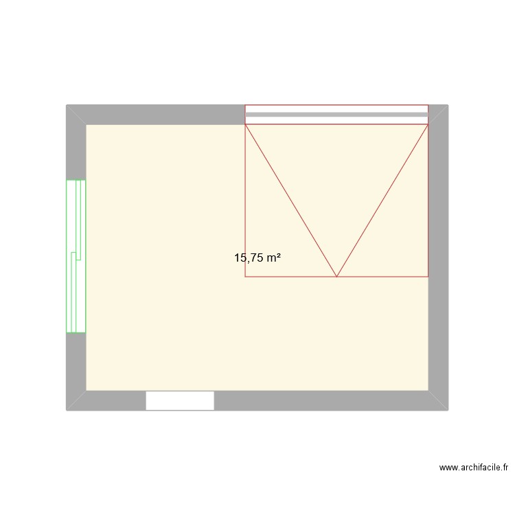 TERRASSE. Plan de 1 pièce et 16 m2