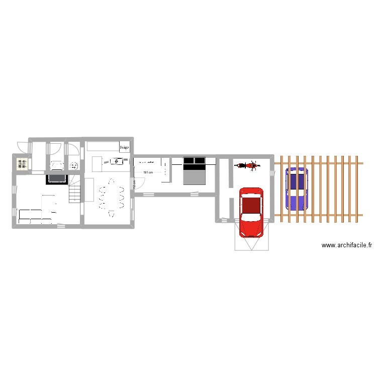 casa avec agrandissement. Plan de 1 pièce et 1 m2