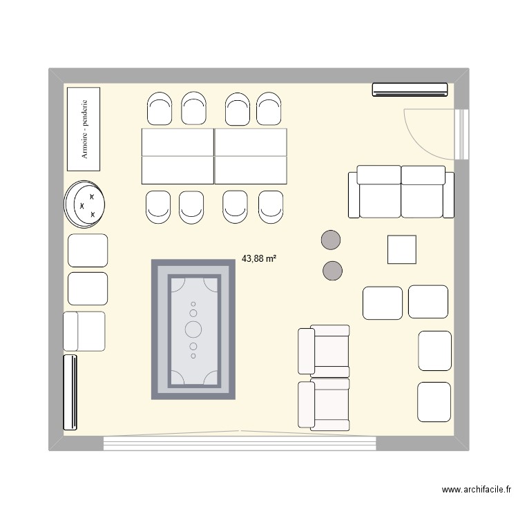 Foyer lycéen. Plan de 1 pièce et 44 m2