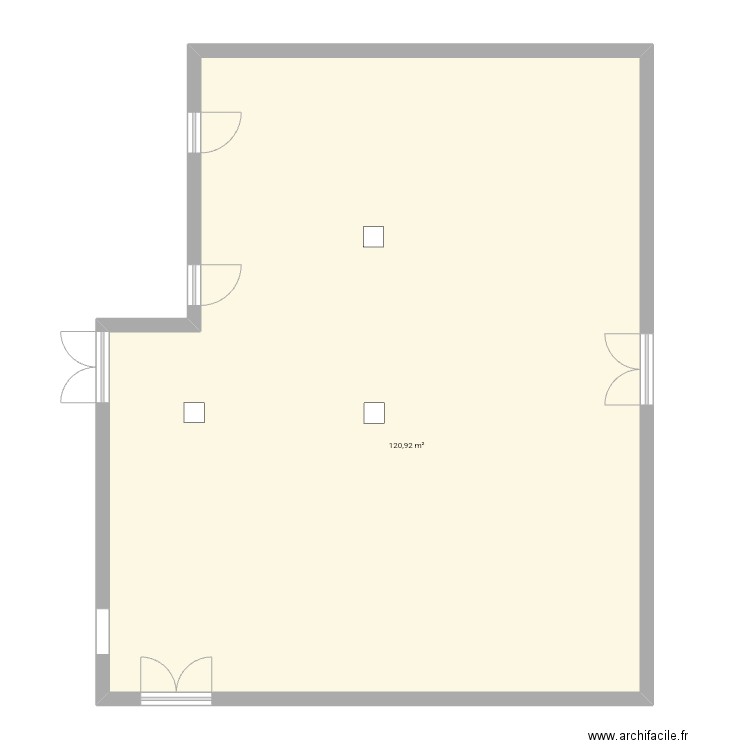 salle baboeuf 1. Plan de 1 pièce et 121 m2