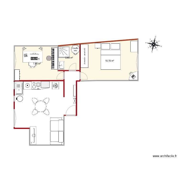 The Big 94. Plan de 3 pièces et 21 m2