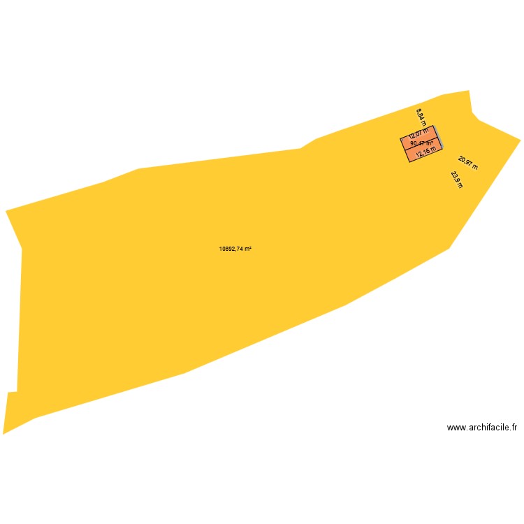 JCB. Plan de 1 pièce et 90 m2