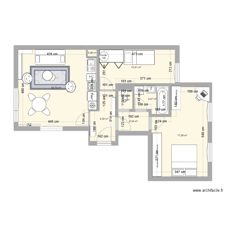 essai2. Plan de 8 pièces et 62 m2