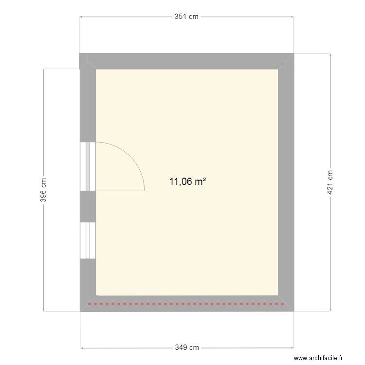 FFFF. Plan de 1 pièce et 11 m2