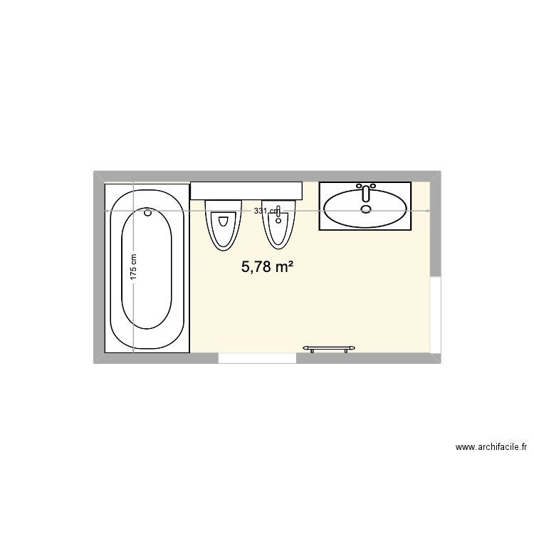 SdB Eyg Actuel. Plan de 1 pièce et 6 m2