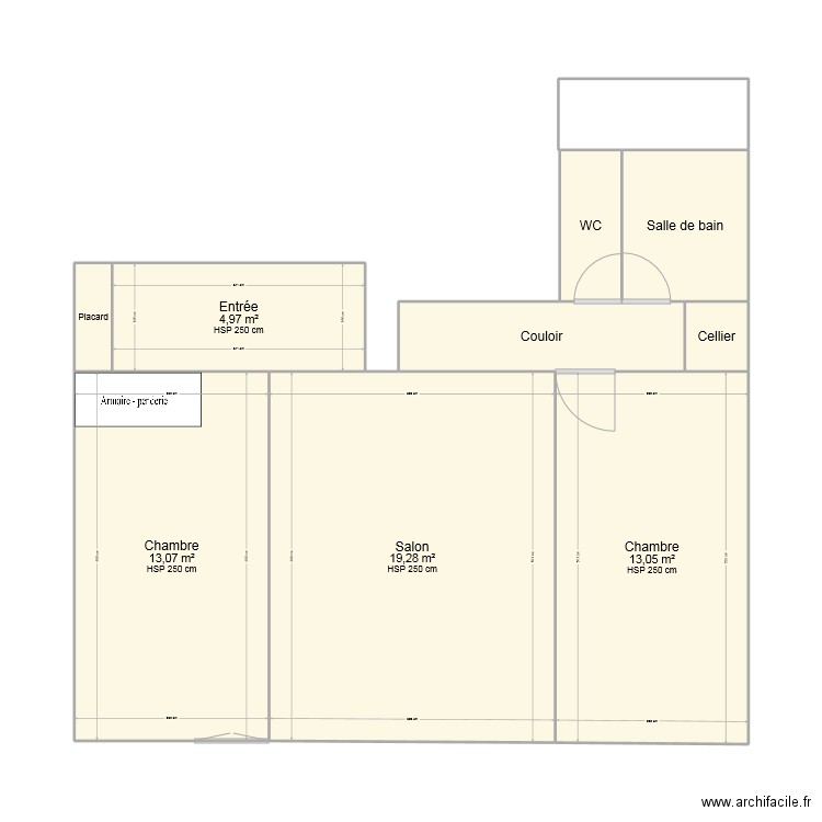 Appart. Plan de 9 pièces et 61 m2