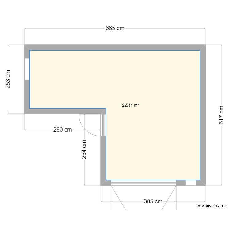 garage. Plan de 1 pièce et 22 m2