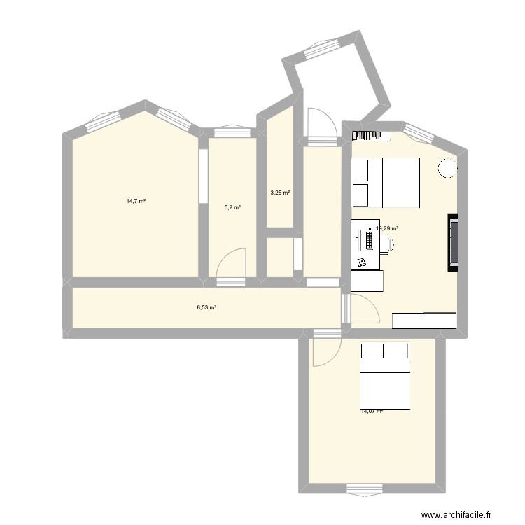 Marc a de. Plan de 6 pièces et 65 m2