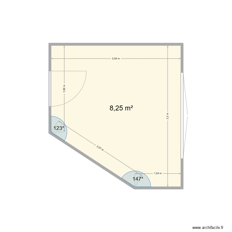 cuisine Hugo. Plan de 1 pièce et 8 m2