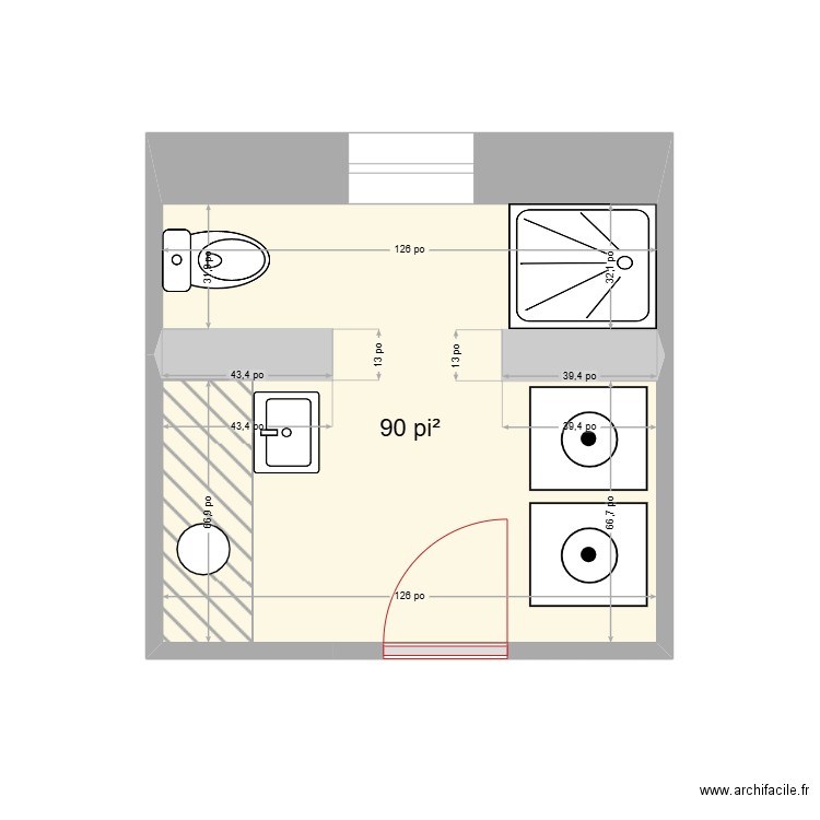 marctoilette. Plan de 1 pièce et 8 m2