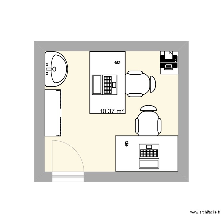 plan RH. Plan de 1 pièce et 10 m2