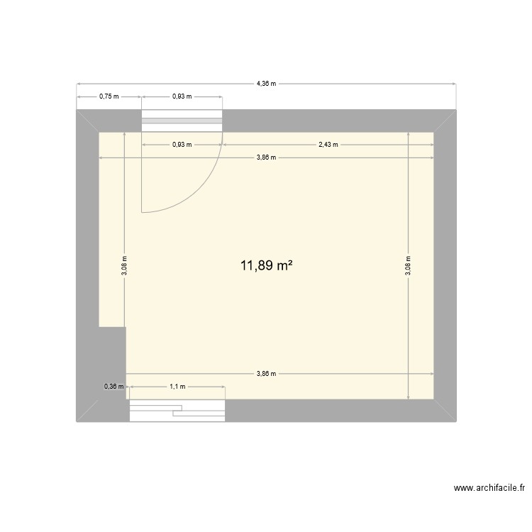 BUREAU DAGF VIDE. Plan de 1 pièce et 12 m2