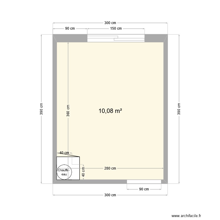 Litrré cuisine . Plan de 1 pièce et 10 m2