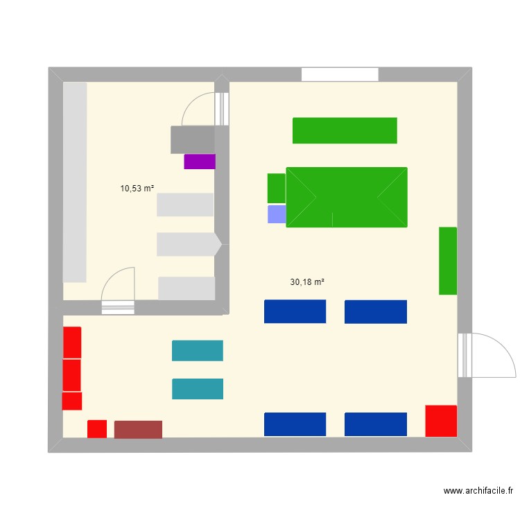 schéma labo stage ABM 1. Plan de 2 pièces et 43 m2