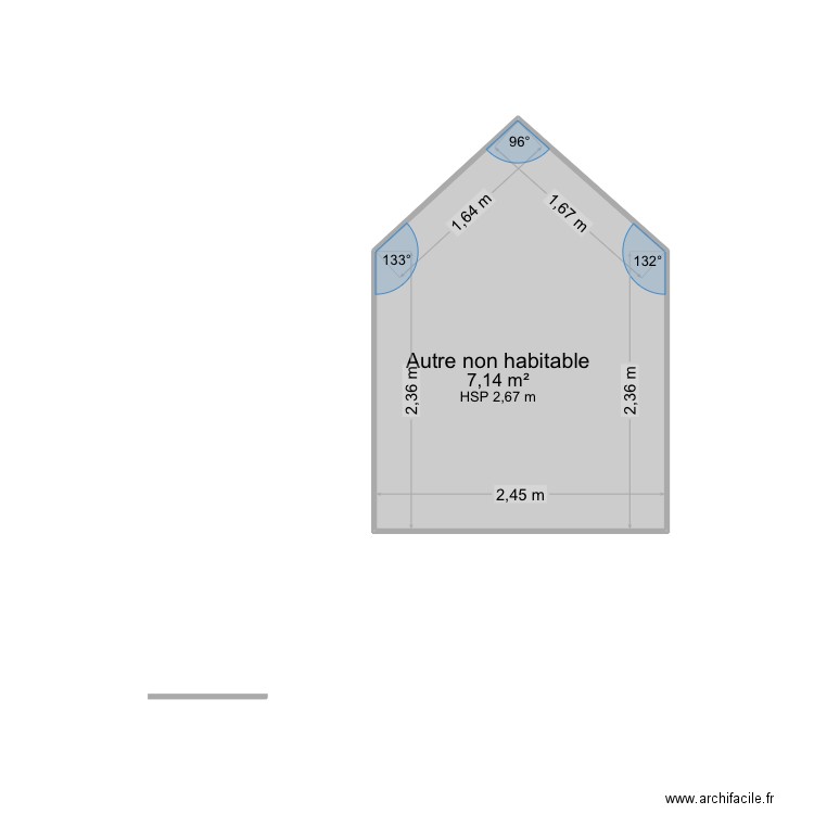 plan de coupe abris de jardin. Plan de 1 pièce et 7 m2