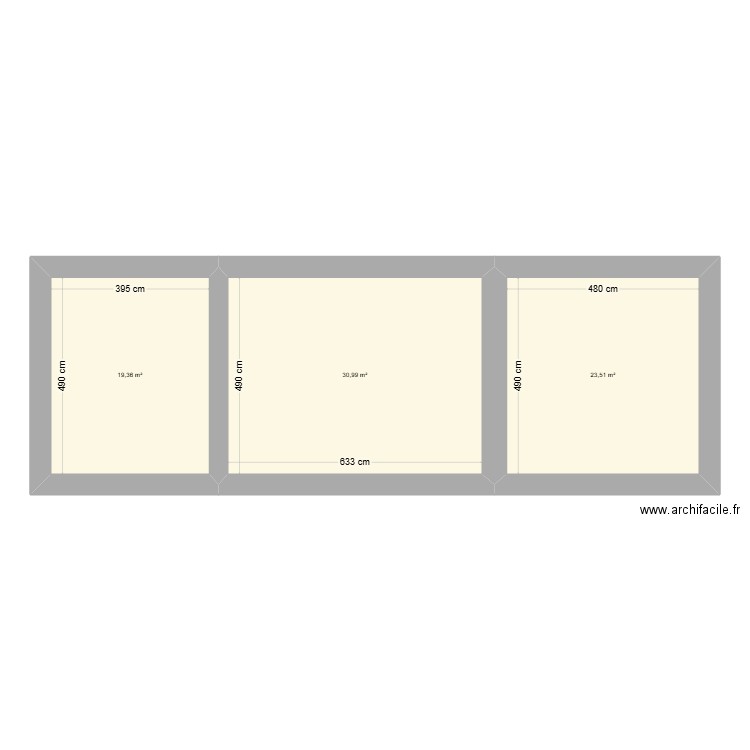 maison. Plan de 3 pièces et 74 m2