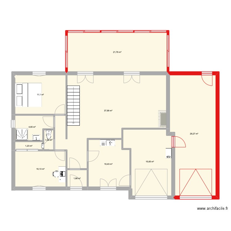 rdc maison bas cana. Plan de 11 pièces et 145 m2