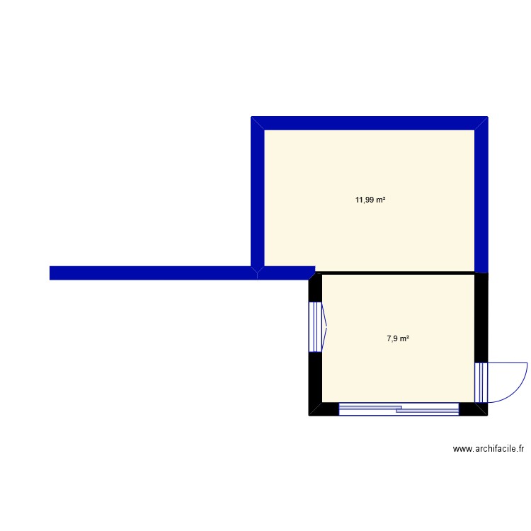 cabanon. Plan de 2 pièces et 20 m2