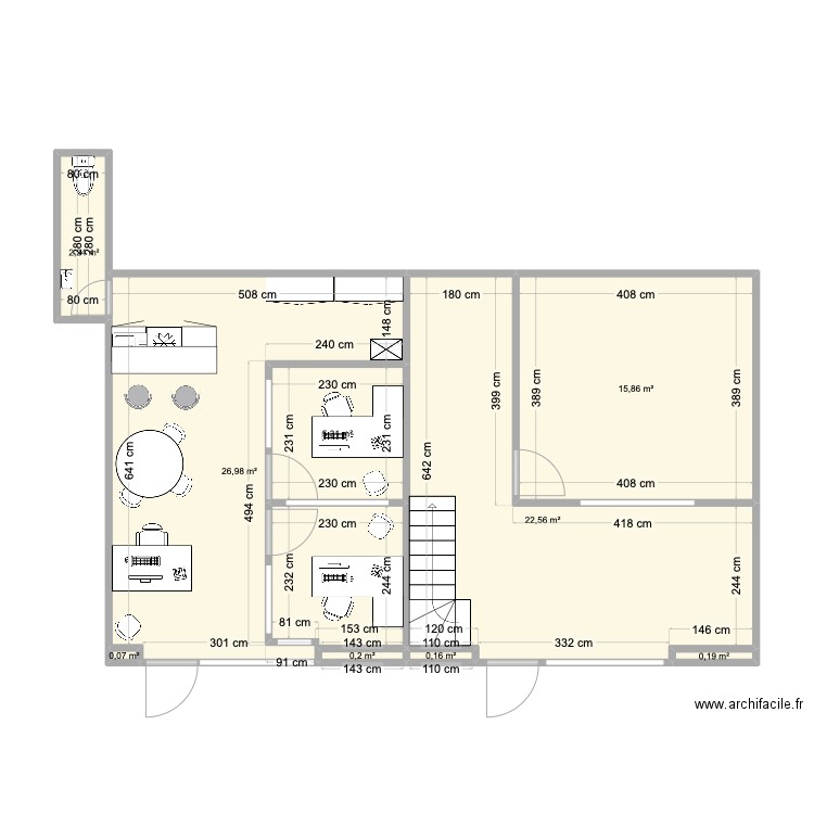 LOCAL OCAPIAT PROJET. Plan de 9 pièces et 74 m2