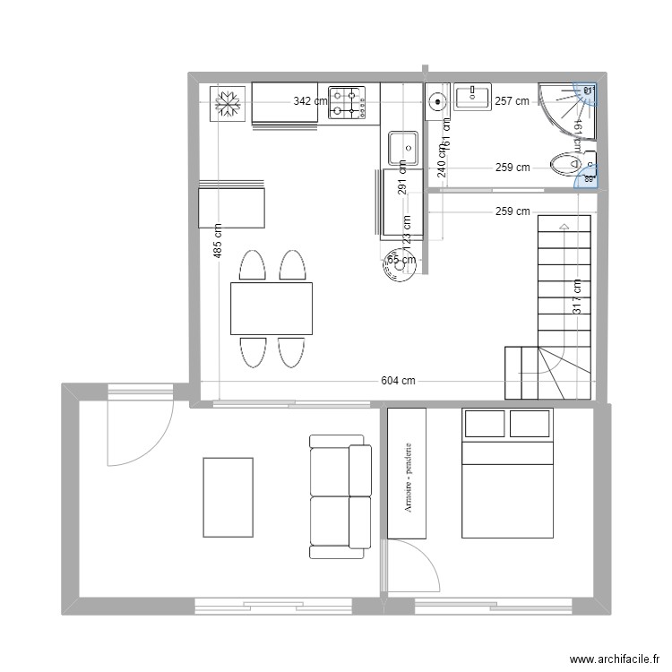 projet1. Plan de 2 pièces et 29 m2