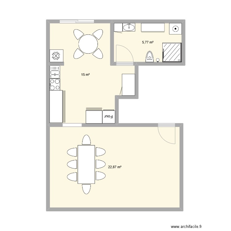 Maison. Plan de 3 pièces et 44 m2