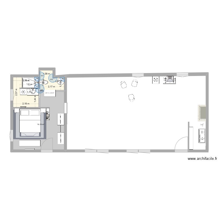 loft traine savates. Plan de 2 pièces et 27 m2