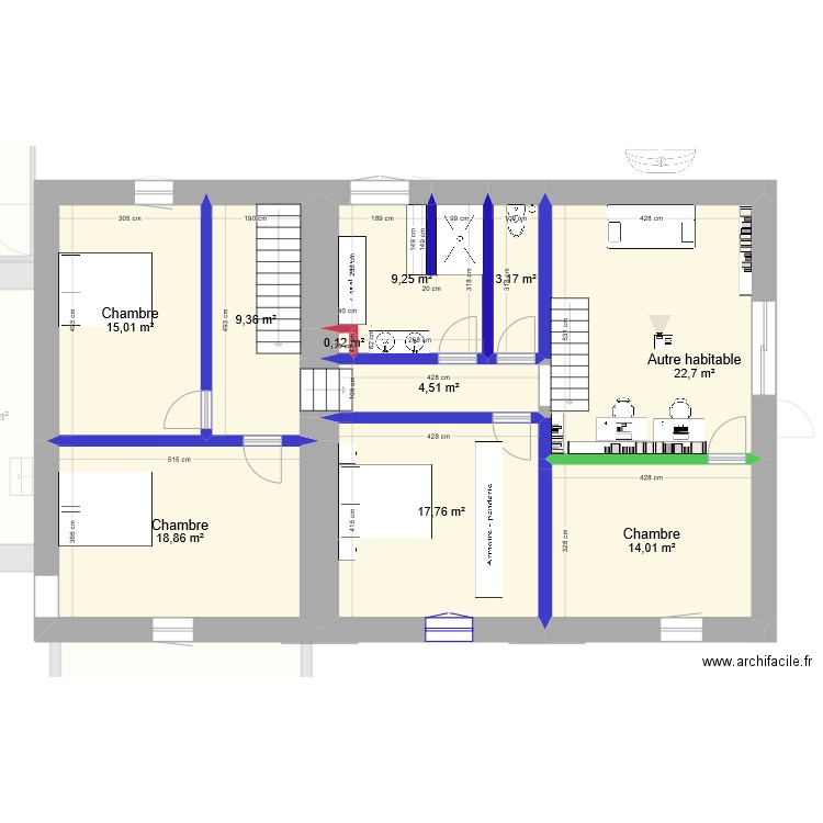 Plan nico etage 2. Plan de 24 pièces et 387 m2