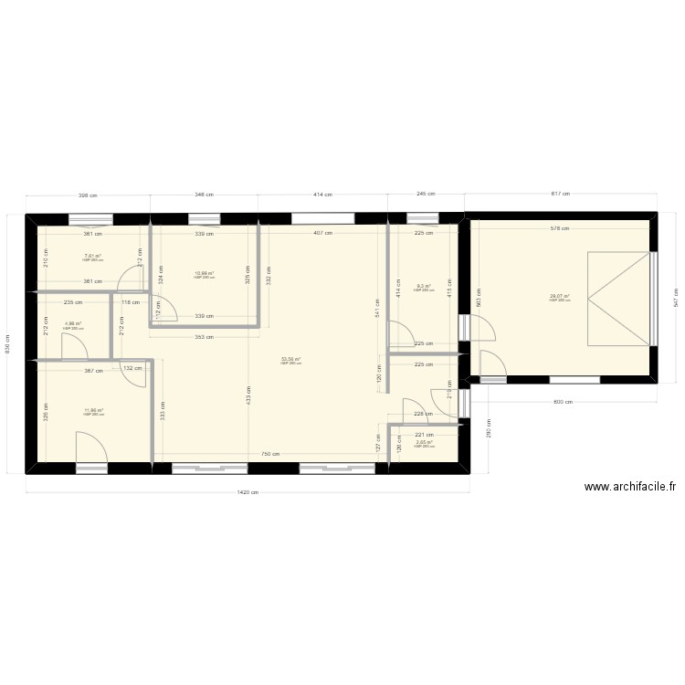 GUILCHARD 2. Plan de 8 pièces et 130 m2