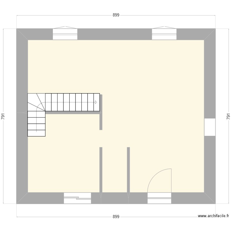 en face essai 2. Plan de 1 pièce et 54 m2