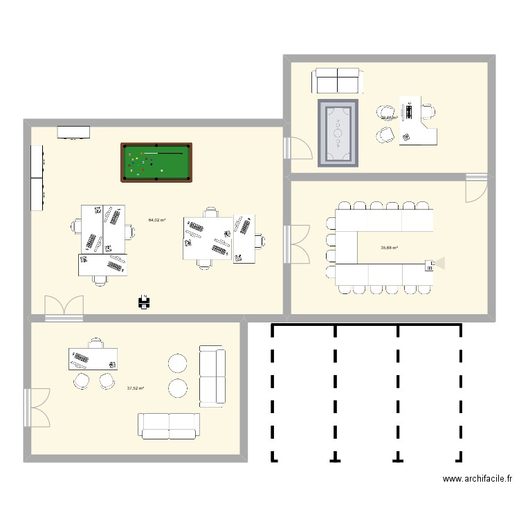 plan. Plan de 4 pièces et 167 m2