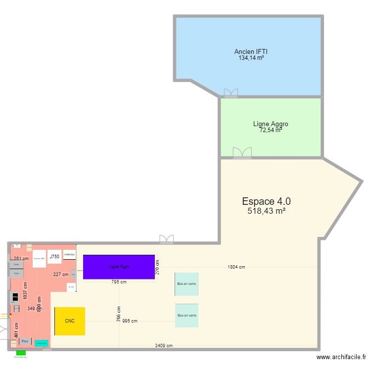 ENI. Plan de 3 pièces et 725 m2