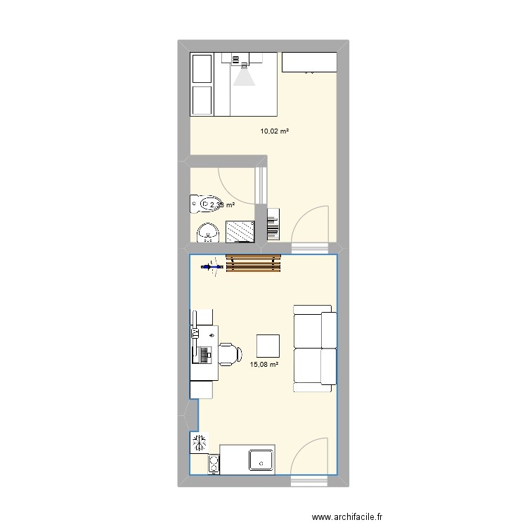 Paris 9. Plan de 3 pièces et 27 m2