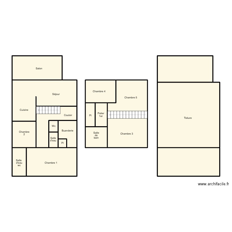 POULLAN SUR MER THOUVENIN. Plan de 18 pièces et 125 m2