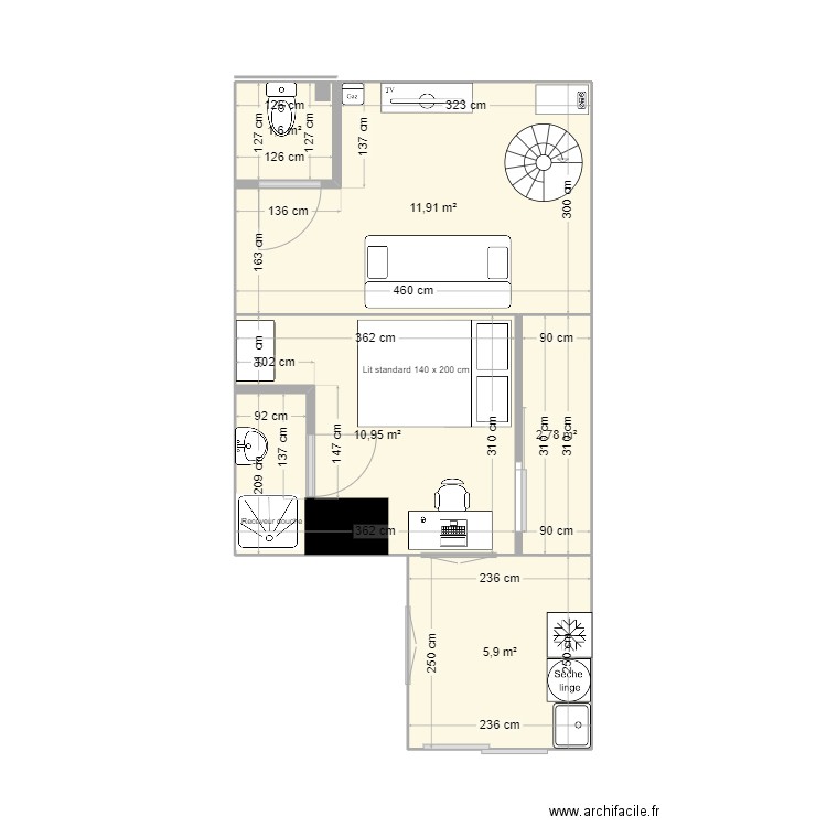 plan tb 2. Plan de 5 pièces et 33 m2