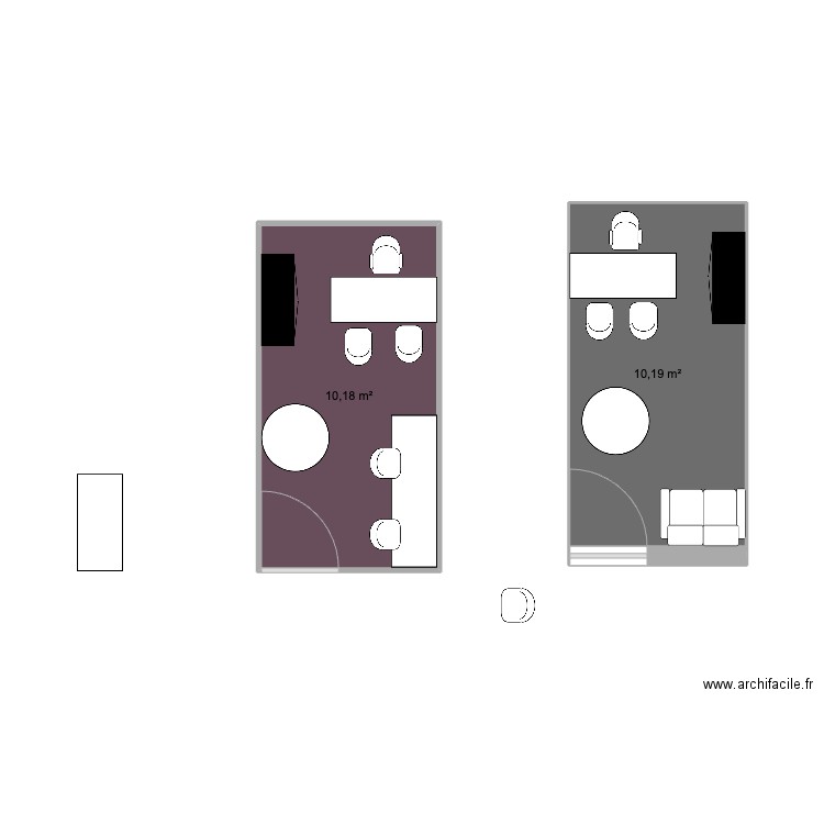 test Bureau. Plan de 2 pièces et 20 m2