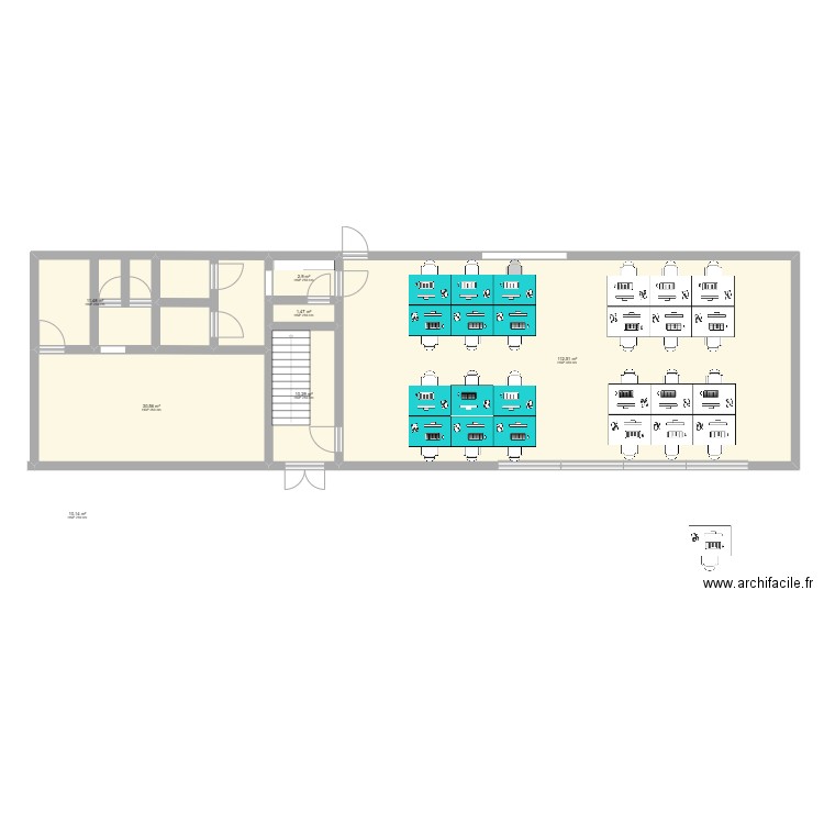 extension. Plan de 7 pièces et 179 m2