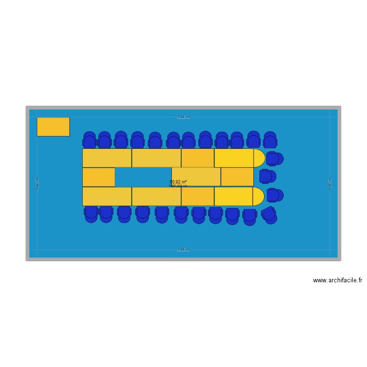 Salle de réunion. Plan de 1 pièce et 61 m2